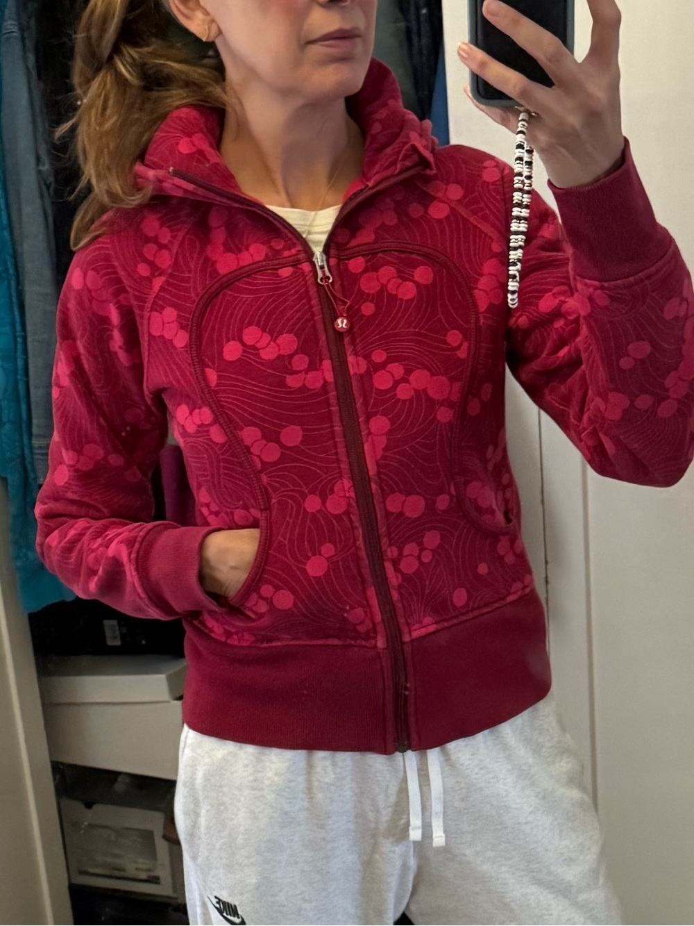lululemon athletica Berry/Pink Patterned Zip-Up Hoodie